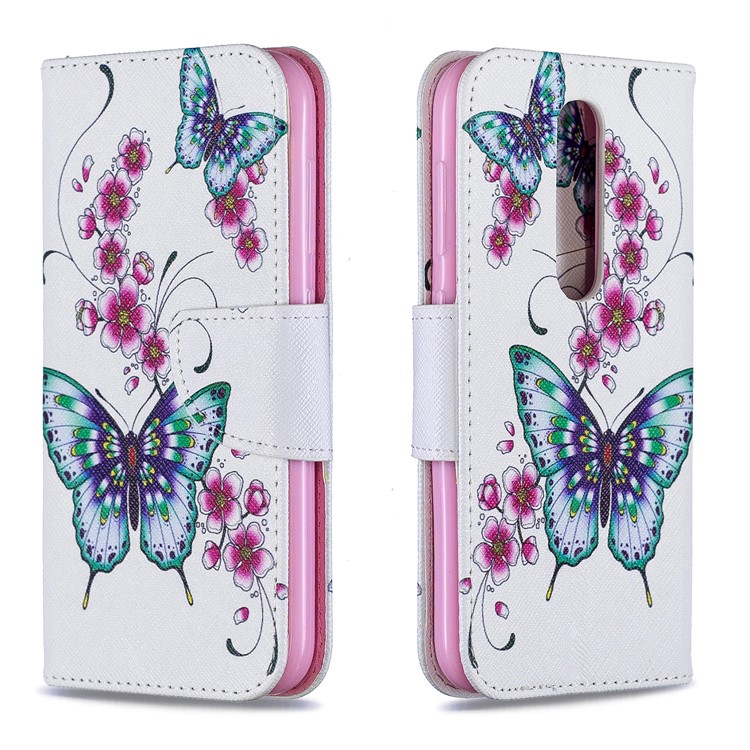 For Nokia 4.2 Pattern Printing Leather Stand Wallet Case - Roses and Butterfly and Flower-4