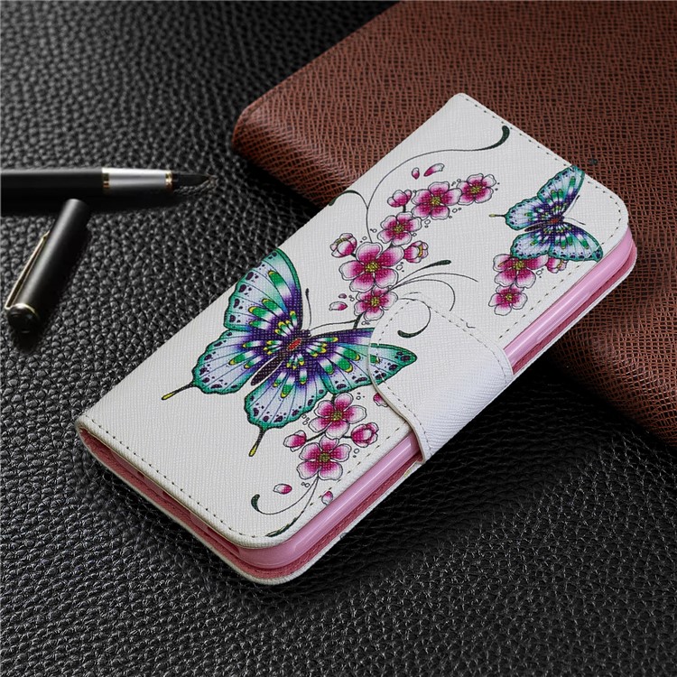For Nokia 4.2 Pattern Printing Leather Stand Wallet Case - Roses and Butterfly and Flower-7