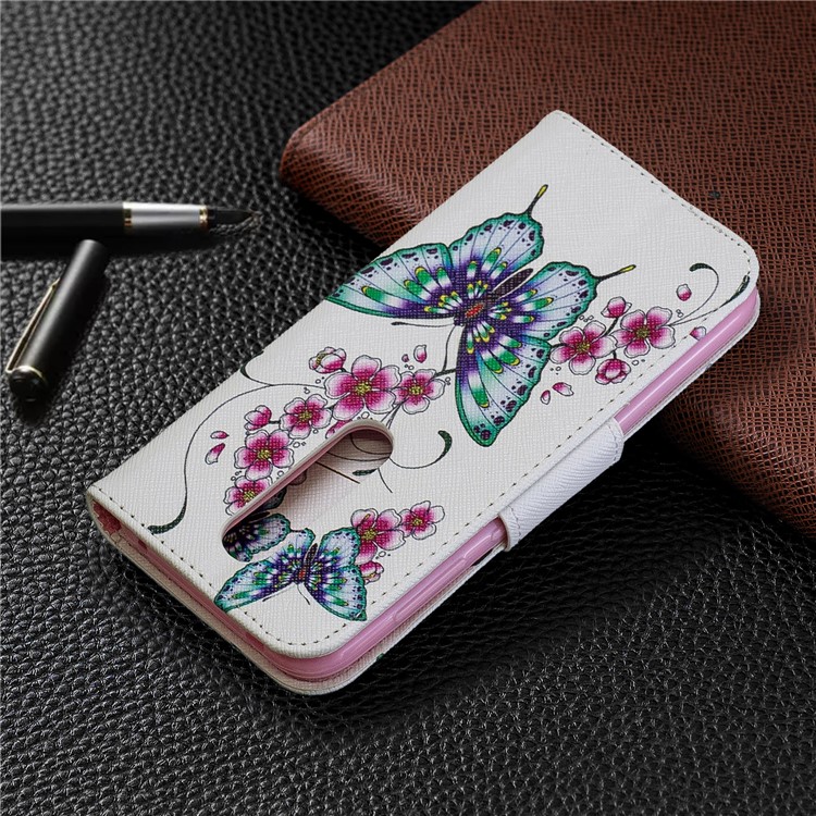 For Nokia 4.2 Pattern Printing Leather Stand Wallet Case - Roses and Butterfly and Flower-8