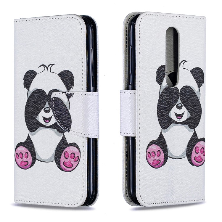 Pour Étui Portefeuille Stand Support Cuir Nokia 4.2 - Roses Et Panda Mignon-4