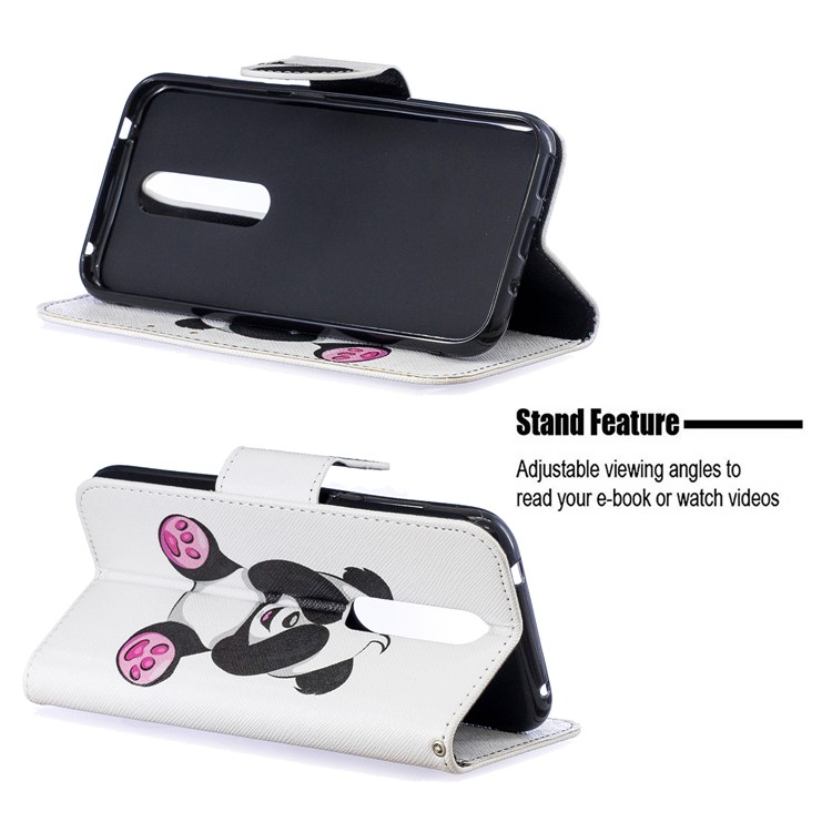 Pour Étui Portefeuille Stand Support Cuir Nokia 4.2 - Roses Et Panda Mignon-5