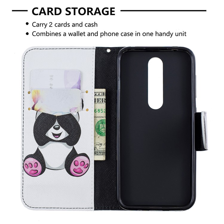 Pour Étui Portefeuille Stand Support Cuir Nokia 4.2 - Roses Et Panda Mignon-6