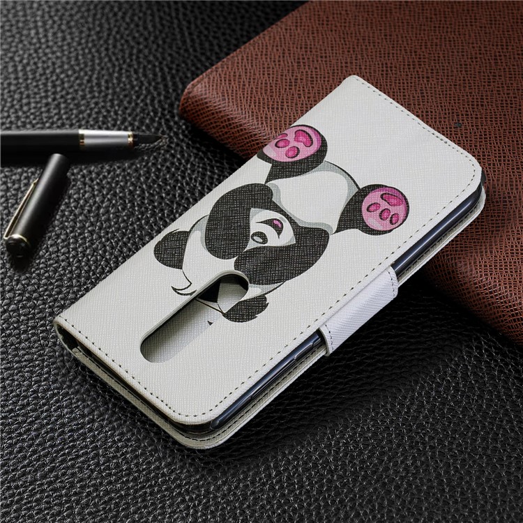 Pour Étui Portefeuille Stand Support Cuir Nokia 4.2 - Roses Et Panda Mignon-8