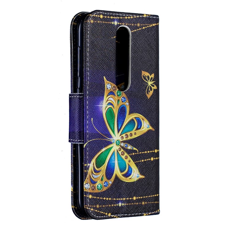 For Nokia 4.2 Pattern Printing Leather Stand Wallet Case - Roses and Colorized Butterfly-3