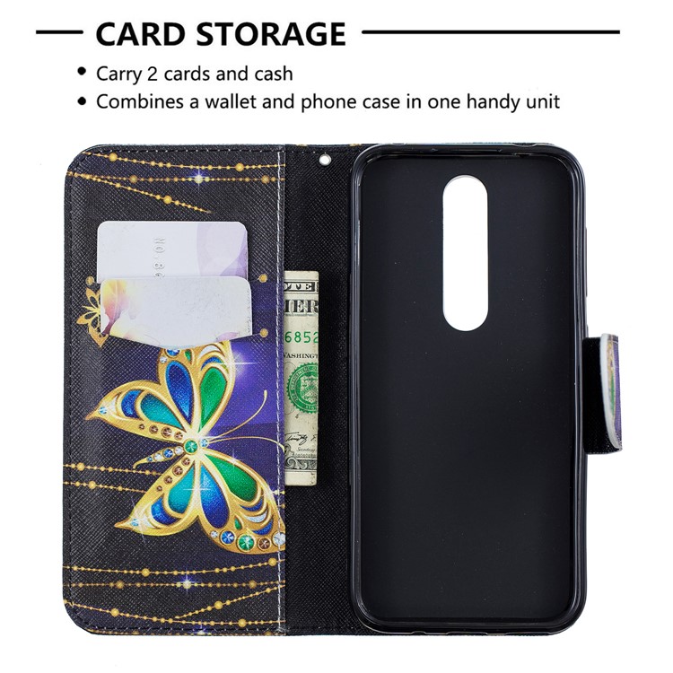 For Nokia 4.2 Pattern Printing Leather Stand Wallet Case - Roses and Colorized Butterfly-6