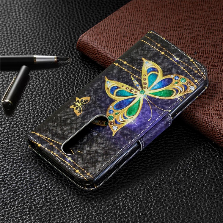 For Nokia 4.2 Pattern Printing Leather Stand Wallet Case - Roses and Colorized Butterfly-8