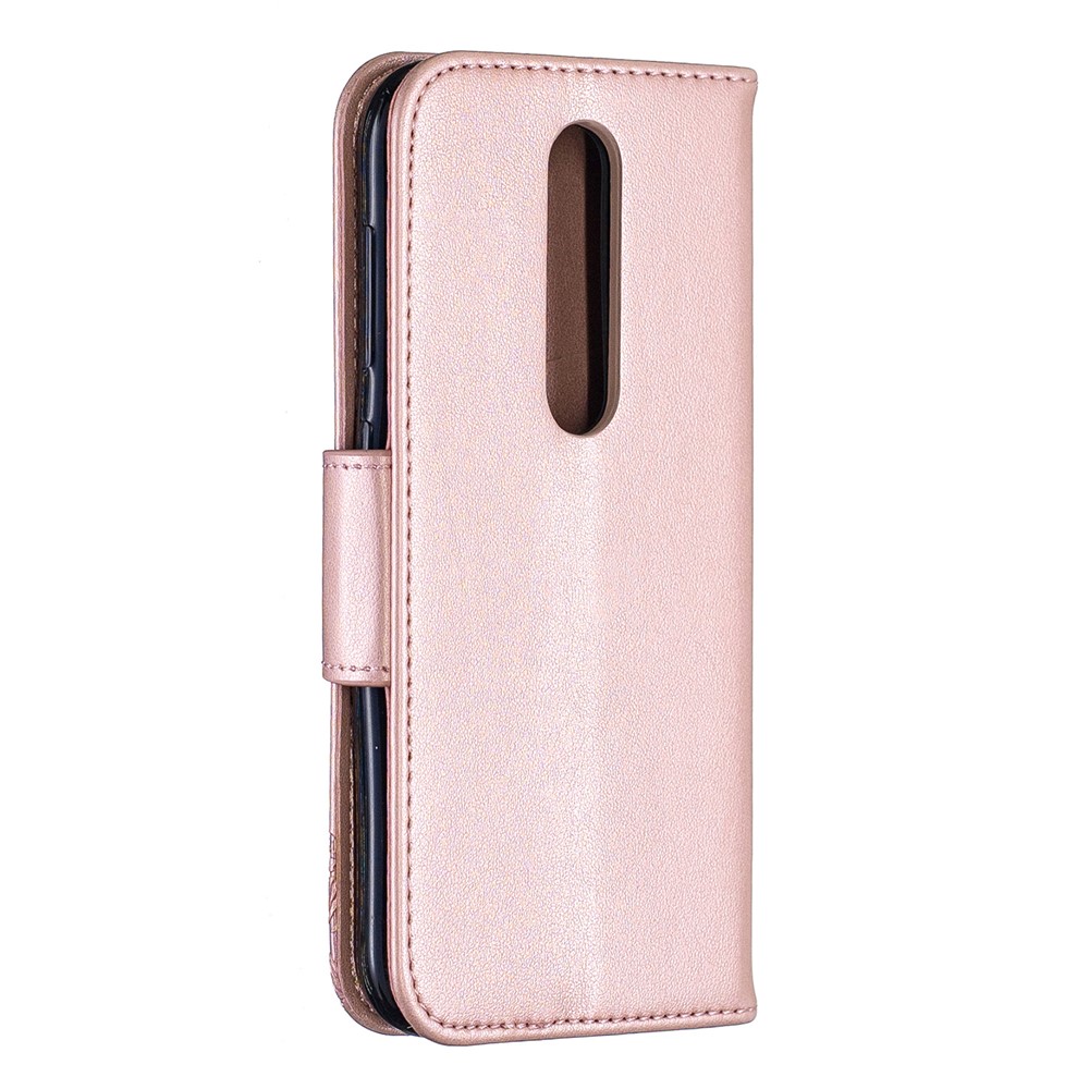 Abdruck Schmetterling Leder Brieftasche Für Nokia 4.2 - Roségold-3