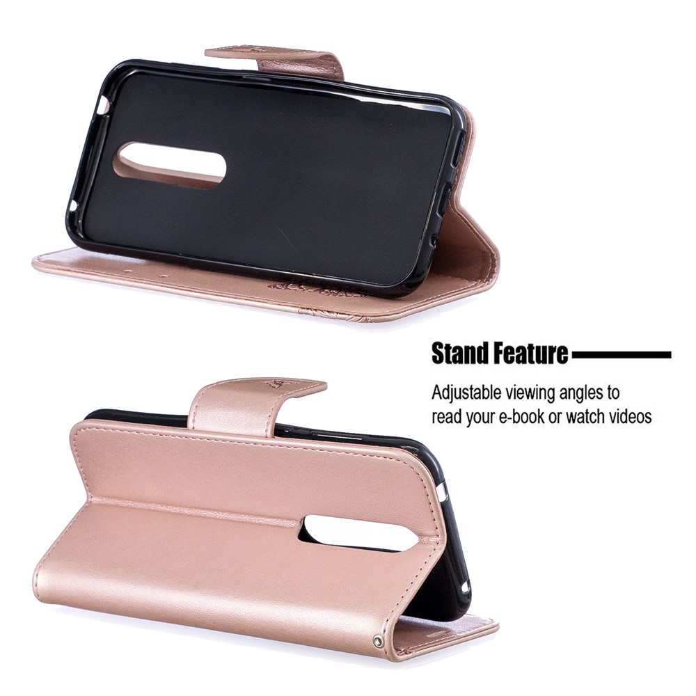 Impressum Butterfly Leder Brieftasche Für Nokia 4.2 - Roségold-5