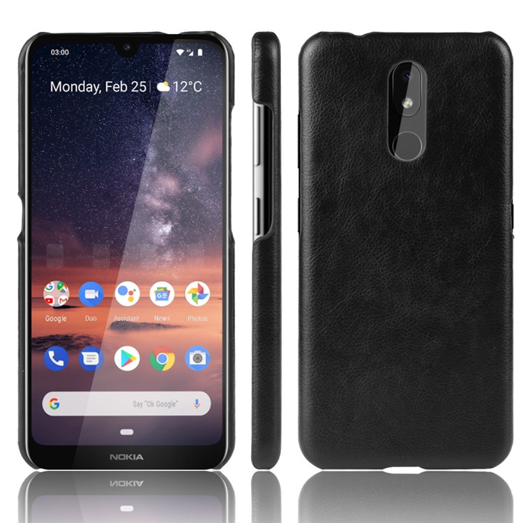 Litchi Texture PU Leather Coated PC Case for Nokia 3.2 - Black-1