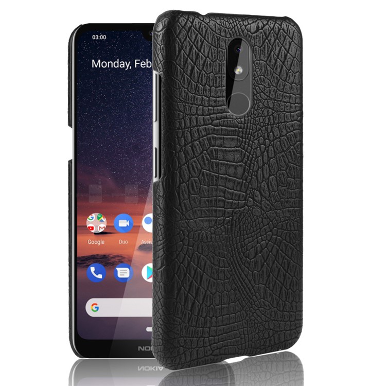 Crocodile Texture PU Leather Coated PC Phone Case for Nokia 3.2 - Black-1