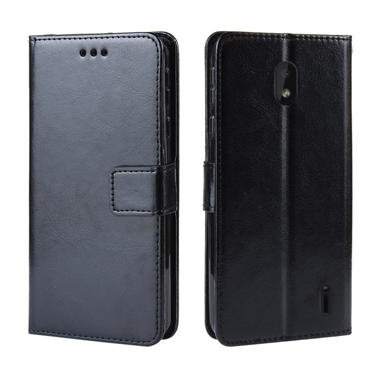 Crazy Horse Leather Wallet Stand Case for Nokia 1 Plus - Black-7