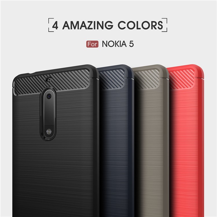 Carbon Fibre Brushed TPU Gel Case for Nokia 5 - Dark Blue-3