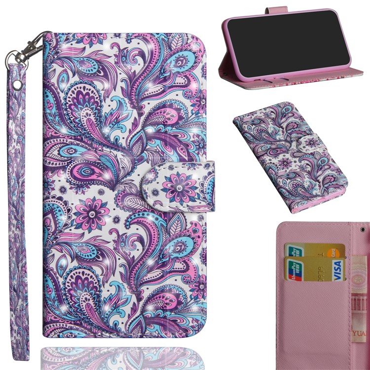 Pattern Printing Light Spot Decor Leather Wallet Cover for Nokia 9 PureView - Paisley Flower-1