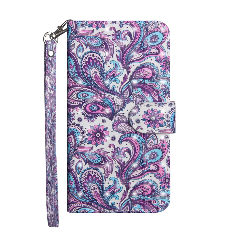 Pattern Printing Light Spot Decor Leather Wallet Cover for Nokia 9 PureView - Paisley Flower-2