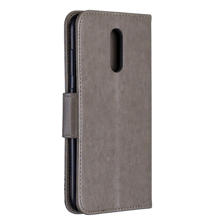 Imprint Butterfly Leather Wallet Casing for Nokia 3.2 - Grey-3