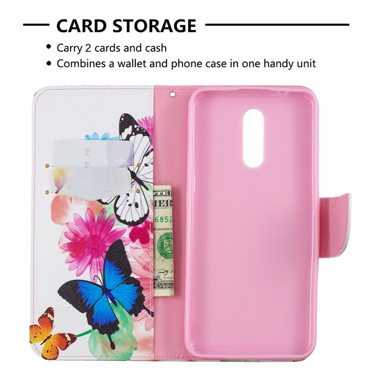 Pattern Printing Leather Wallet Phone Case for Nokia 3.2 - Vivid Butterflies-6