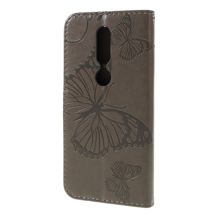 Imprint Butterfly Leather Wallet Phone Shell for Nokia 4.2 (2019) - Grey-2