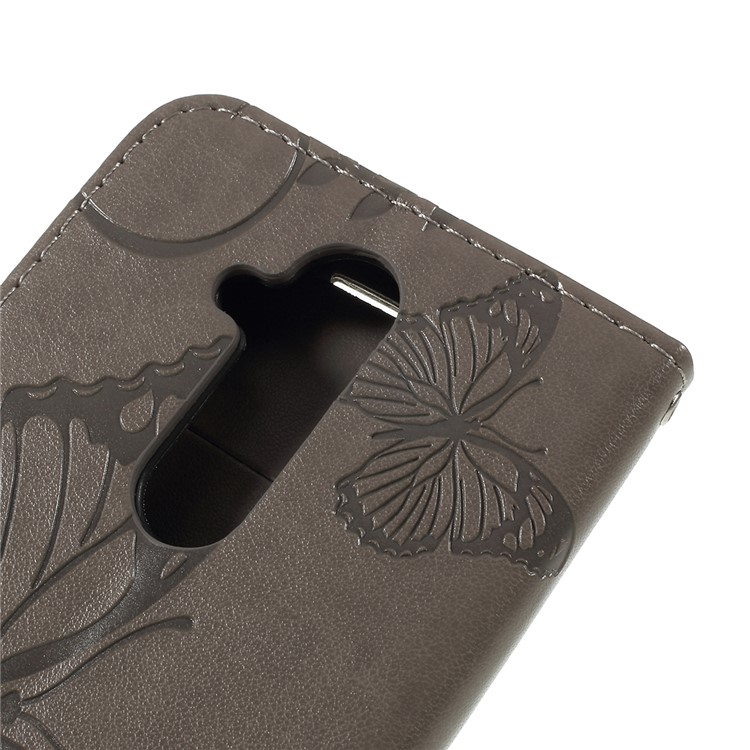 Imprint Butterfly Flower Leather Wallet Phone Cover for Nokia 7.1 Plus/8.1/X7 - Grey-5