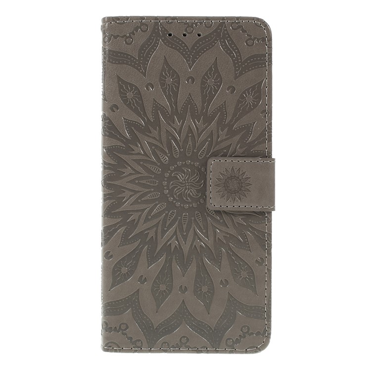 Imprint Sunflower Wallet Leather Stand Case for Nokia 3.1 Plus - Grey-3