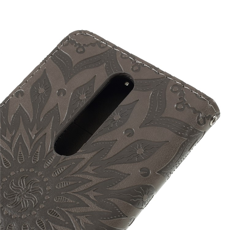 Imprint Sunflower Wallet Leather Stand Case for Nokia 3.1 Plus - Grey-5