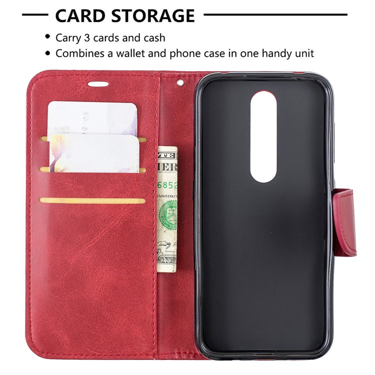 PU Leather Wallet Phone Case for Nokia 4.2 (2019) - Red-6