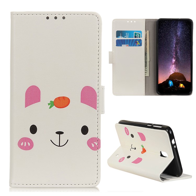 Pattern Printing Wallet Stand PU Leather Phone Case for Nokia 2.2 - Animal Face and Carrot-1