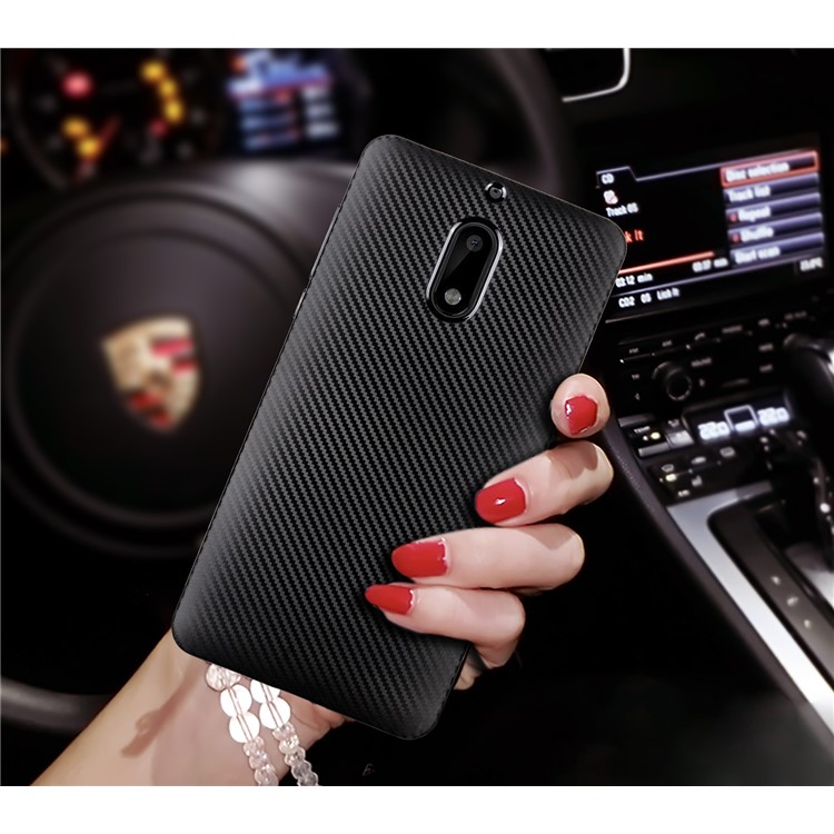 Carbon Fiber Soft TPU Protection Mobile Phone Case for Nokia 6 - Black-2