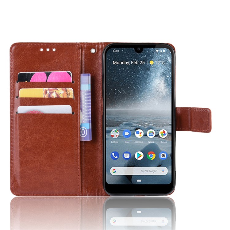 Crazy Horse Leather Stand Wallet Phone Case Cover for Nokia 4.2 (2019) - Brown-4