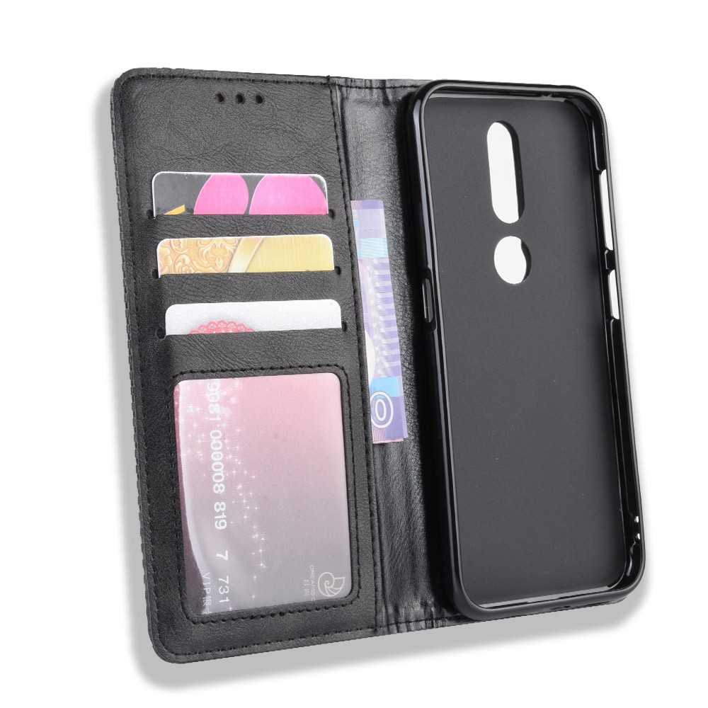 Auto-absorbed Vintage Leather Wallet Phone Shell Case for Nokia 4.2 (2019) - Black-3