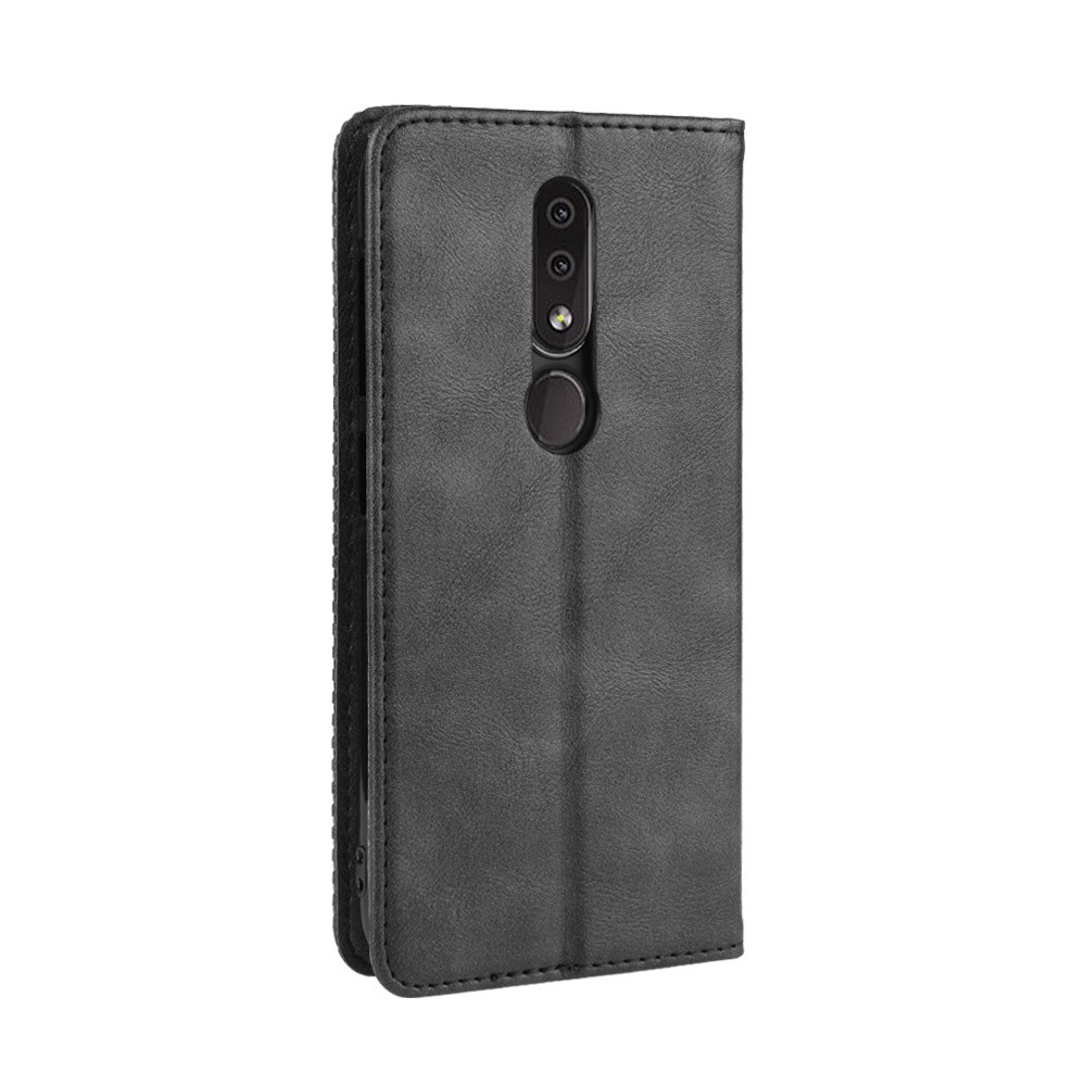 Auto-absorbed Vintage Leather Wallet Phone Shell Case for Nokia 4.2 (2019) - Black-6