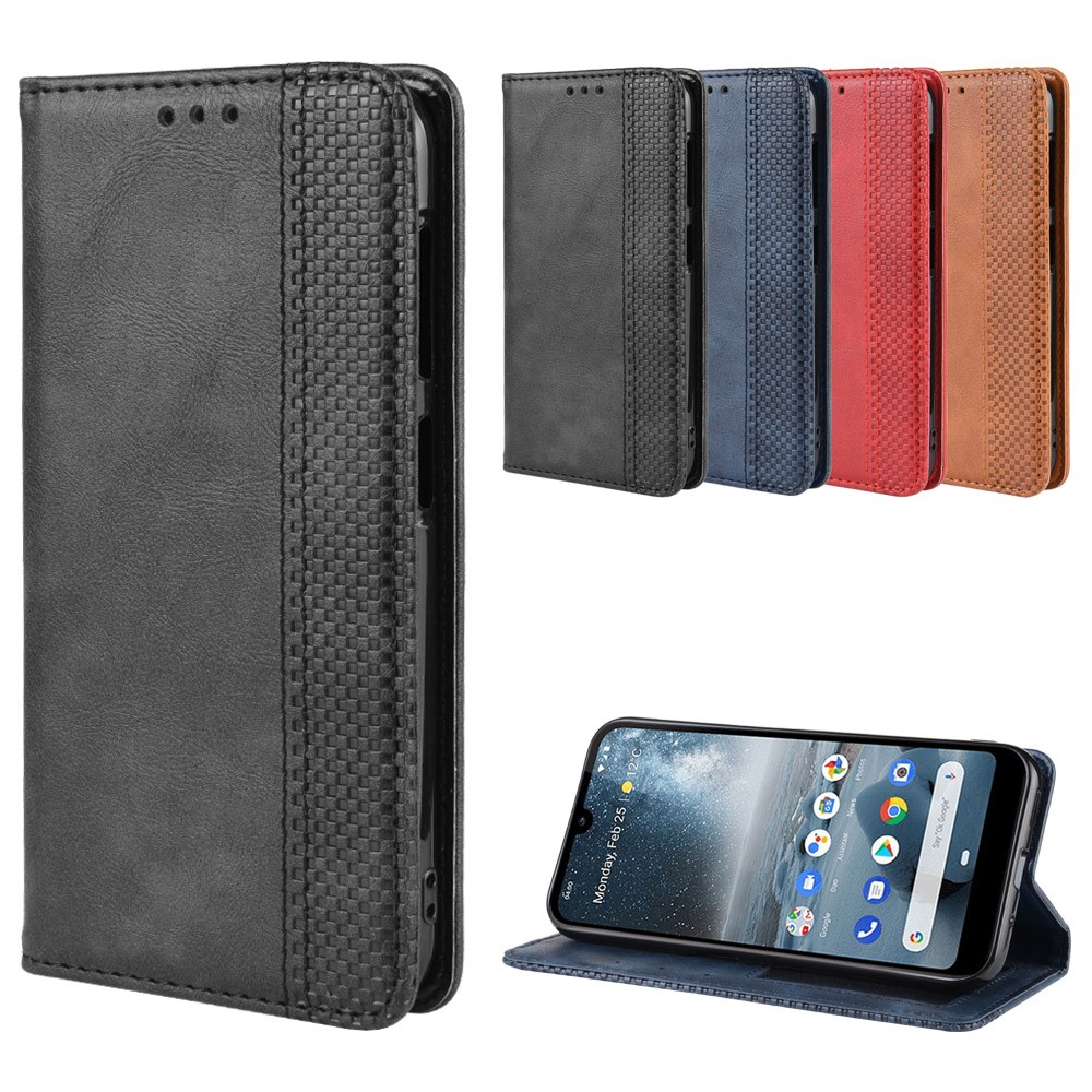 Auto-absorbed Vintage Leather Wallet Phone Shell Case for Nokia 4.2 (2019) - Black-8