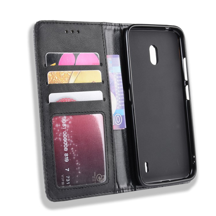 Auto-absorbed Vintage Style PU Leather Wallet Casing for Nokia 2.2 - Black-3