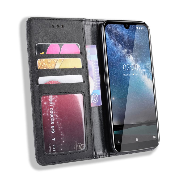 Auto-absorbed Vintage Style PU Leather Wallet Casing for Nokia 2.2 - Black-4