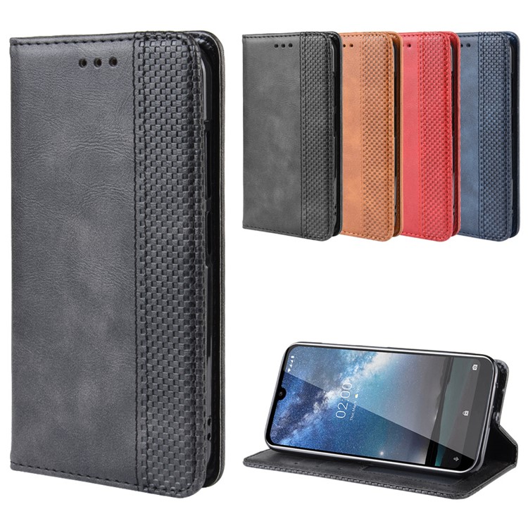 Auto-absorbed Vintage Style PU Leather Wallet Casing for Nokia 2.2 - Black-9