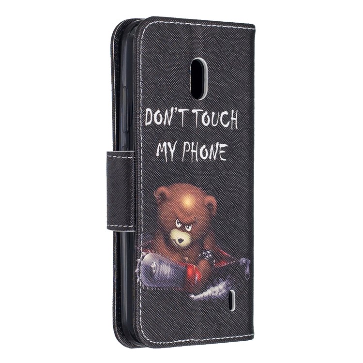 Printing Style PU Leather Flip Stand Phone Case for Nokia 2.2 - Bear And Its Warnings-3