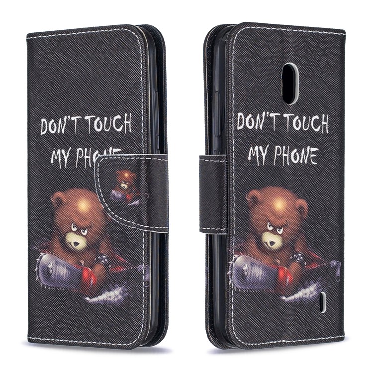 Printing Style PU Leather Flip Stand Phone Case for Nokia 2.2 - Bear And Its Warnings-4