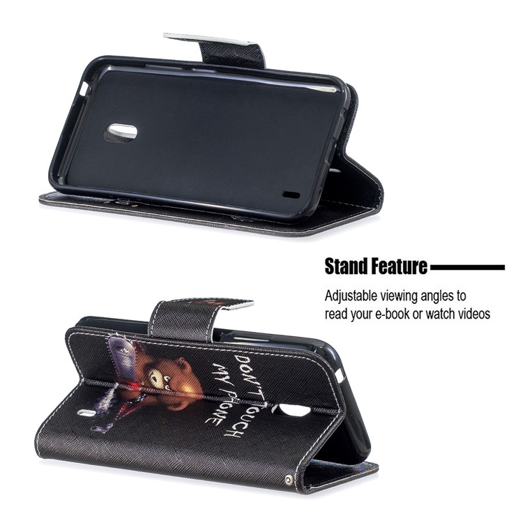 Printing Style PU Leather Flip Stand Phone Case for Nokia 2.2 - Bear And Its Warnings-5