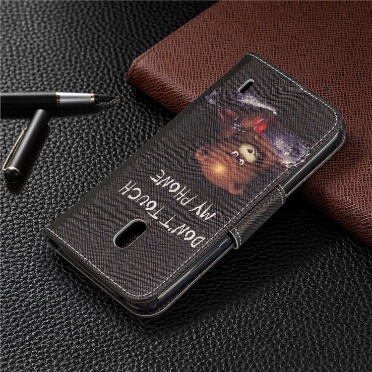 Printing Style PU Leather Flip Stand Phone Case for Nokia 2.2 - Bear And Its Warnings-8