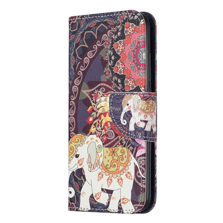 Pattern Printing Wallet Stand Flip Leather Phone Shell for Nokia 2.2 - Elephant and Malanda Flower-2