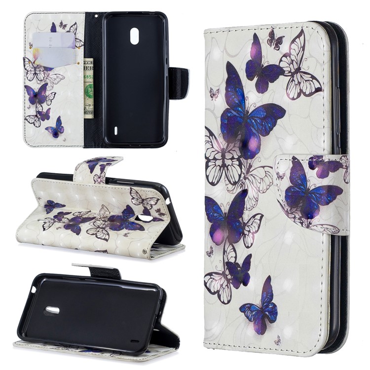 Pattern Printing Light Spot Decor Leather Wallet Stand Case for Nokia 2.2 - Beautiful Butterfly-1