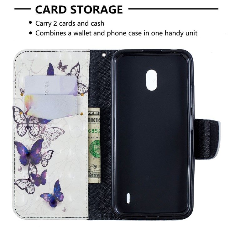 Pattern Printing Light Spot Decor Leather Wallet Stand Case for Nokia 2.2 - Beautiful Butterfly-6