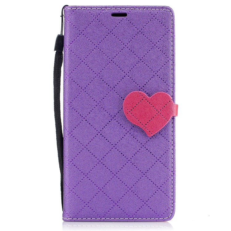 Love Heart Contrasting Color Leather Wallet Mobile Case for Nokia 3 - Purple-2