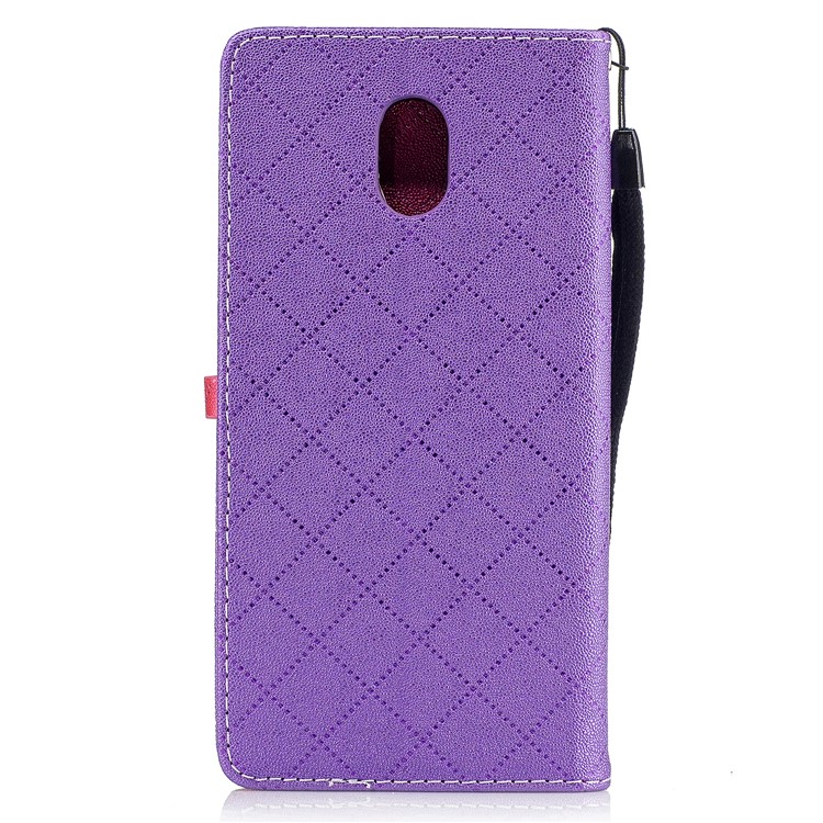 Love Heart Contrasting Color Leather Wallet Mobile Case for Nokia 3 - Purple-3