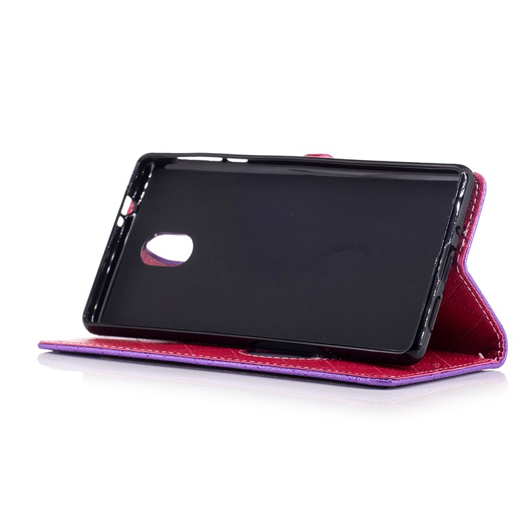 Love Heart Contrasting Color Leather Wallet Mobile Case for Nokia 3 - Purple-5