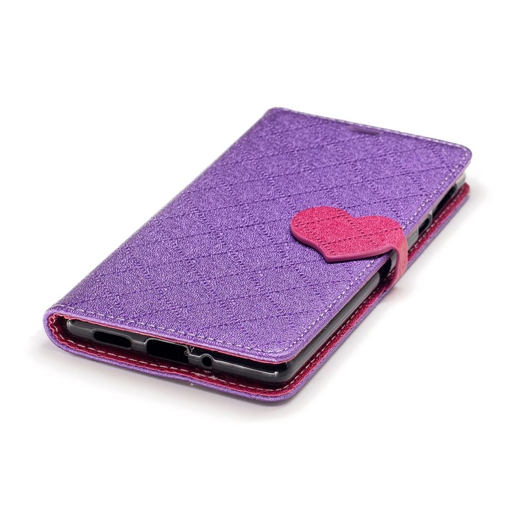 Love Heart Contrasting Color Leather Wallet Mobile Case for Nokia 3 - Purple-6