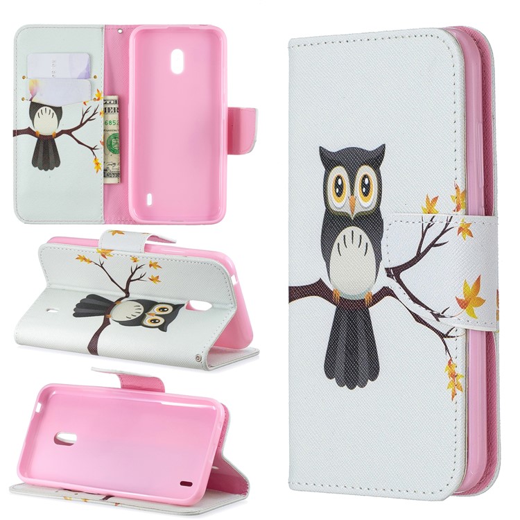 Funda Billetera De Piel Con Estampado Estampado Para Nokia 2.2 - búho en la rama-1