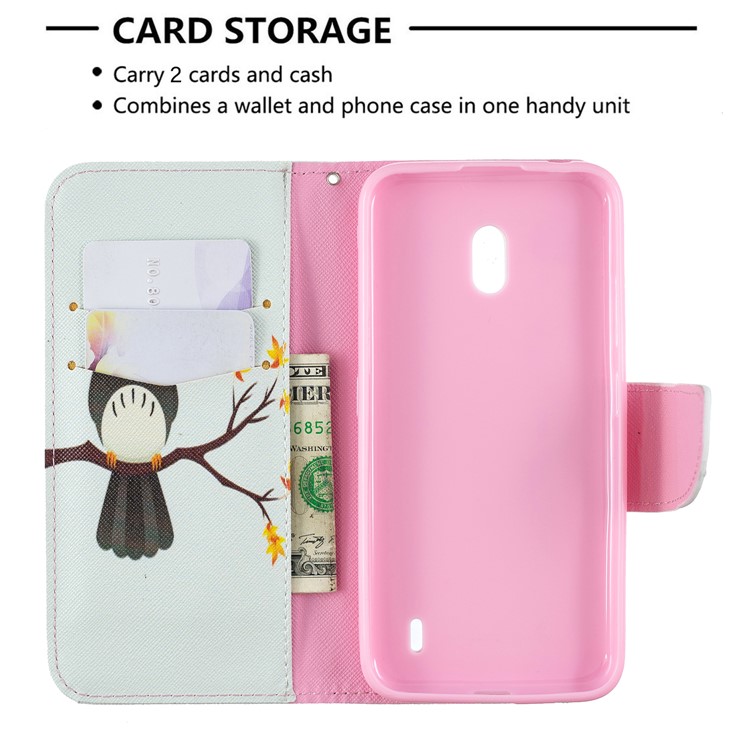 Funda Billetera De Piel Con Estampado Estampado Para Nokia 2.2 - búho en la rama-6