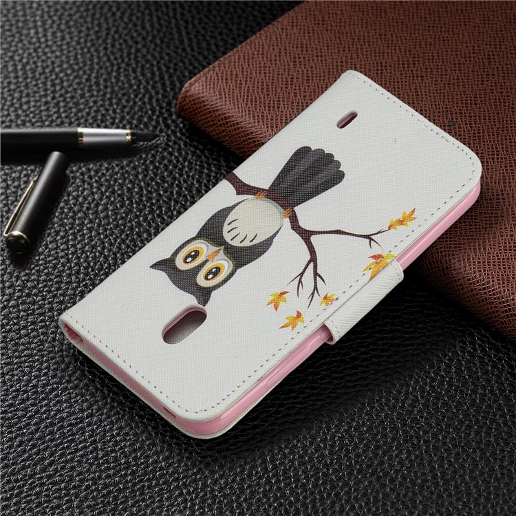Funda Billetera De Piel Con Estampado Estampado Para Nokia 2.2 - búho en la rama-8
