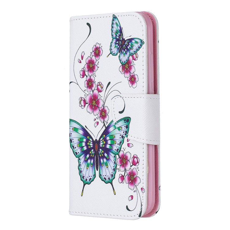 Funda Billetera De Piel Con Estampado Estampado Para Nokia 2.2 - Mariposa Y Flor-2