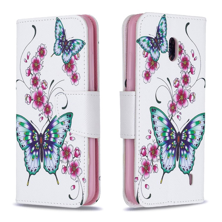 Funda Billetera De Piel Con Estampado Estampado Para Nokia 2.2 - Mariposa Y Flor-4